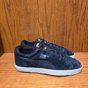 PUMA SUEDES Men's Black on Black/White Suede Classic XXI Shoes Sneakers Size 9.5